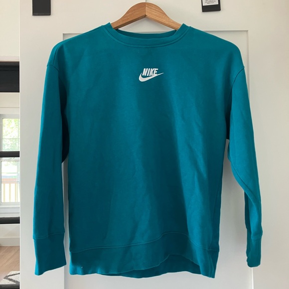 Nike Crewneck sweatshirt Youth Girls Size Medium Teal color - Picture 1 of 3